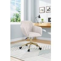 Velvet-Upholstered Swivel Office Chair with Gold Base