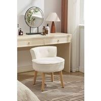 Teddy Fleece Dressing Table Stool with Solid Wood Legs