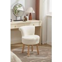 Teddy Fleece Dressing Table Stool with Solid Wood Legs