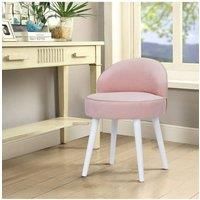 Living and Home Modern Velvet Dressing Table Stool with Solid Wood Legs in Pink