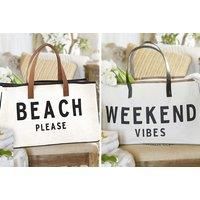 Fun Beach Tote Bag - Weekend Vibes, Beach Please, Getaway! - Black