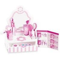 Melissa & Doug Wooden Beauty Salon Play Set - The Original (Vanity & Accessories, 18 Pieces, Great Gift for Girls and Boys - Kids Toy Best for 3, 4, 5 Year Olds and Up)