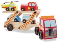 Melissa & Doug Wooden Emergency Vehicle Carrier, Magnetic Wooden Cars & Truck Toy | 3 Year Old Gifts | For 3+ Year Old Boys & Girls 3 4 5 7