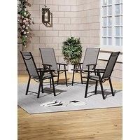 Living And Home 4 Pcs Foldable Garden Chair Black