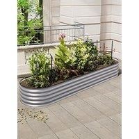 Living And Home Oval Raised Garden Bed Silver D 80 X L 320 Cm