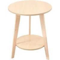2-Tier Natural Wood-Tone Minimalist Round Side Table