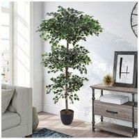 1.85m Artificial 3-Tier ZZ Plant Tree Plant with White Edges Leave & Realistic Trunk