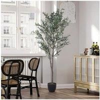 2.1m Lifelike Olive Tree with Fabric Foliage & Olives
