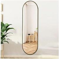 50x150cm Full Length Wall Mirror Oval Edge Dressing Mirror with Black Metal Frame