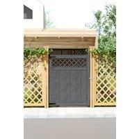 120 x 150cm Grey Flat Top Wooden Garden Gate with Lattice Design