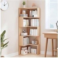 6/5/4-Tier L-shaped Corner Bookshelf Wooden Storage Rack Bookcase Holder Organizer