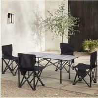 Portable Folding Camping Table with 4 Chairs,Grey