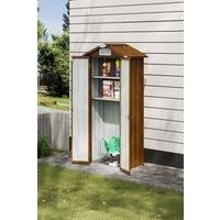 2.7X1.9FT Storage Cabinet Metal Garden Shed with Lockable Door,Brown
