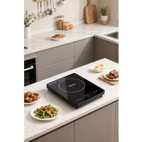 Living and Home Induction Hob Cooker 2KW Touch Control Stove with 10 Power in Black