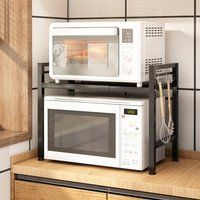 Living and Home 2-Tier Expandable Microwave Oven Rack in Black