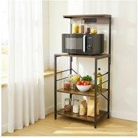 Living and Home Kitchen Microwave Stand with Power Outlet in Brown