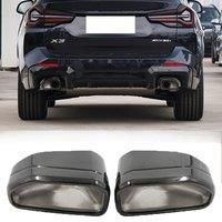 Car Exhaust Tip For BMW X3 G01 X4 G02 30i 2022+ Square Exhaust Pipe Black Muffler Tips Welding Exhaust System Nozzle Tailpipe