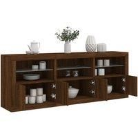 Sideboard with LED Lights Brown Oak 181.5x37x67 cm