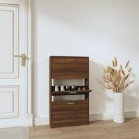 Shoe Cabinet Brown Oak 59x17x108 cm Engineered Wood