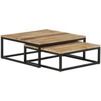 Berkfield Home Nesting Coffee Tables 2 pcs Solid Mango Wood in Brown
