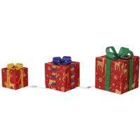 LED Light Up Christmas Gift Boxes - Battery-Operated, Indoor/Outdoor, 3 Sizes, 2 Festive Styles