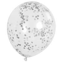 Silver Confetti Balloons - 6 Pack