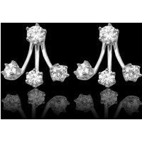 Crystal Double Drop Earrings - Silver