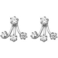 Silver-Plated Crystal Double Drop Earrings - Hypoallergenic Statement Dangles