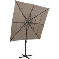 4-Tier Parasol with Aluminium Pole Taupe 250x250 cm
