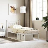 Metal Bed Frame with Headboard White 75x190 cm Small Single