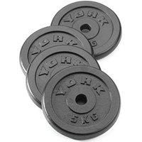 York 4x 5kg Black Cast Iron 1Inch Plates