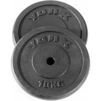York 2x 10kg Black Cast Iron 1Inch Plates