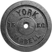 York 15kg Black Cast Iron 1Inch Plate