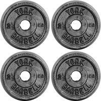 York 4 x 2.5kg Black Cast Iron 1Inch Plates