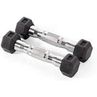 York Rubber Hex Dumbbells 2 x 1.25kg Knurled Chrome Plated Hand-Held Weights