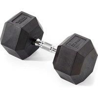 York Fitness Dumbbell Rubber Hex Flat Knurled Chrome Grip 22.5kg Dumbbell