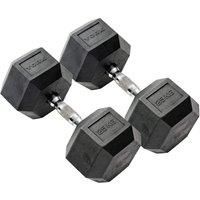 York Fitness Hex Dumbbell 25kg Rubber Coated Knurled Chrome Plated Hand Weight