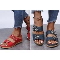 Women'S Floral Sandals - 5 Colours & Uk Sizes 3-7 - Navy