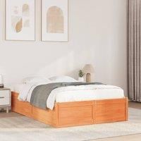 Bed Frame without Mattress Wax Brown 135x190 cm Double Solid Wood Pine