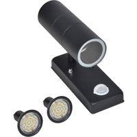 LED Wall Lamp Stainless Steel Cylinder Shape Black with Sensor