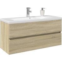 2 Piece Bathroom Furniture Set Ceramic and Engineered Wood