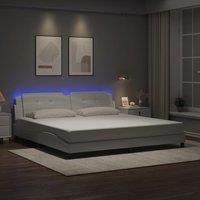 Bed Frame with LED without Mattress White 200x200 cm