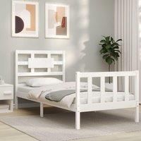Bed Frame with Headboard White 90x200 cm Solid Wood