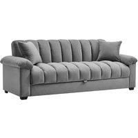 Grey Channel Sleeper Sofa Bed with Soft Pillows & Modern Design