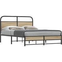 Bed Frame Without Mattress 135x190 cm Smoked Oak Engineered Wood