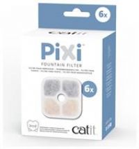 Catit PIXI Cat Drinking Fountain Filter, Triple Action Water Filter, 6-Pack, White