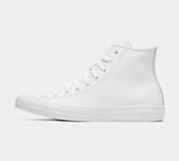 Converse Chuck Taylor All Star Leather Hi-Top Trainers - White Monochrome - UK 11
