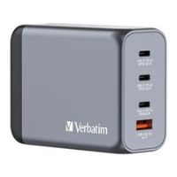 Verbatim GNC-200 GaN Wall Charger, 4-Port, UK/US/EU Compatible, 2 X USB-C 100w P