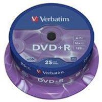 Verbatim 4.7GB DVD+Rs 120 Minutes Playback Time 16x Writing Speed Pack Of 25