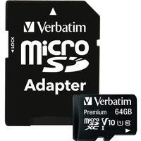 Verbatim 44084 64GB Class 10 microSDXC with Adapter, BLACK